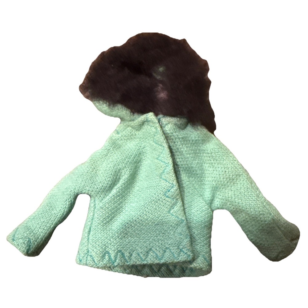 Vintage Barbie Coat Furry Hood Blue Snap